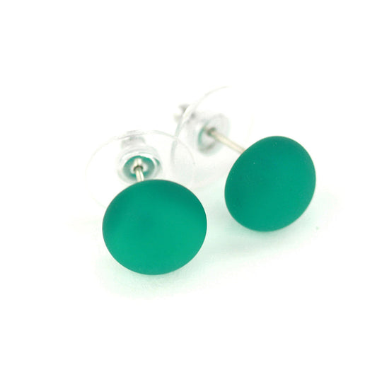 Small Glass Stud Earrings: Frosted Teal - Chrysler Museum Shop