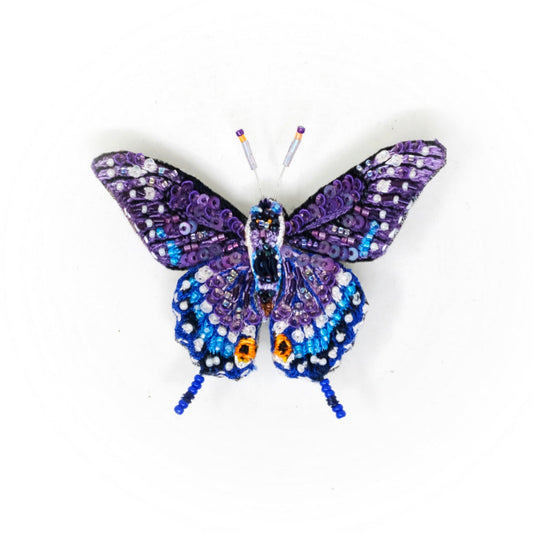 Eastern Black Swallowtail Butterfly Embroidered Brooch
