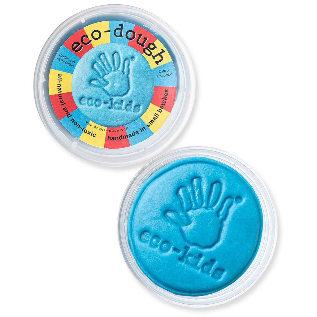 Two containers of eco-dough with 'eco-kids' branding on a white background