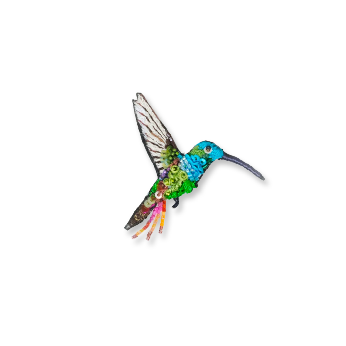 Emerald Chin Hummingbird Embroidered Brooch by Trovelore - Chrysler Museum Shop