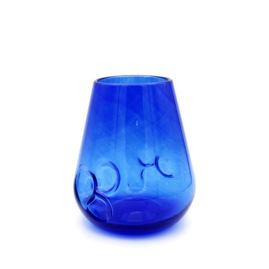 Dimple Stemless Wine Glass: Cerulean Blue
