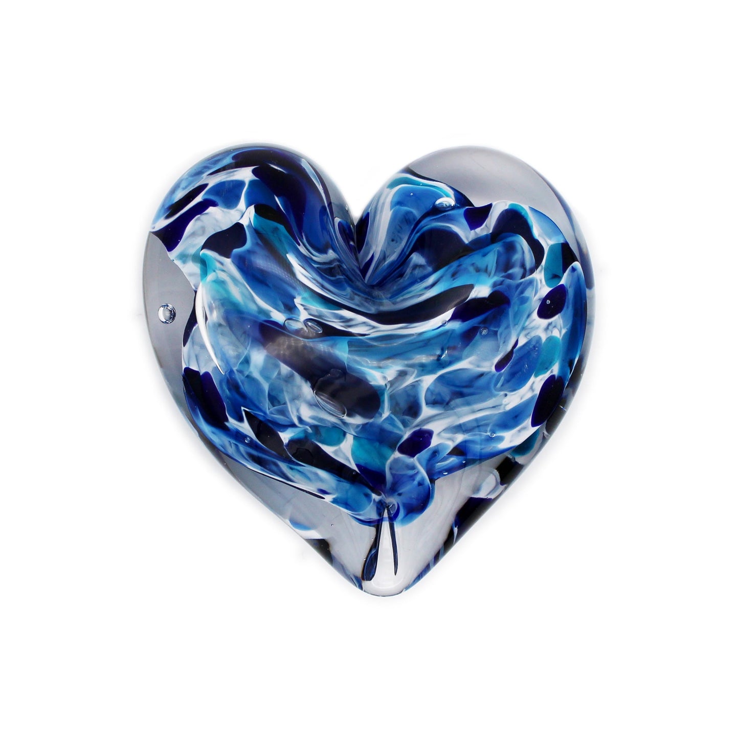 Glass Heart Paperweight: Blue Mix