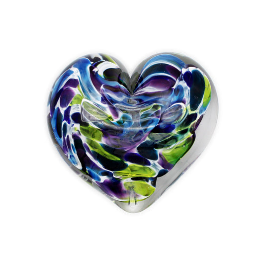 Glass Heart Paperweight: Cool Tones
