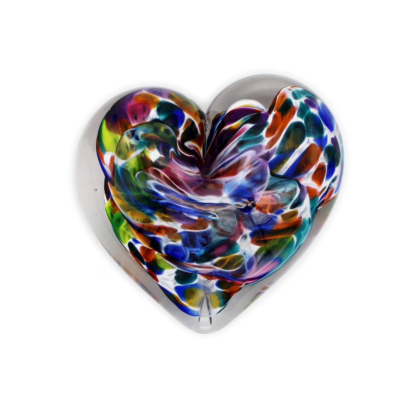 Glass Heart Paperweight: Rainbow Mix