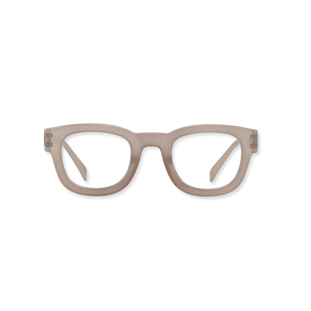 Beige eyeglasses on a white background