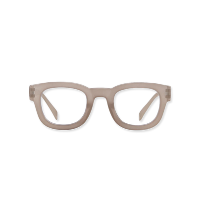 Beige eyeglasses on a white background