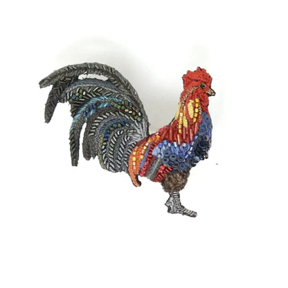 Farm Rooster Embroidered Brooch