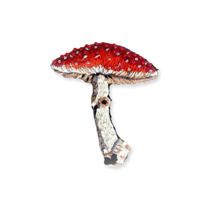 Fly Amanita Mushroom Embroidered Brooch