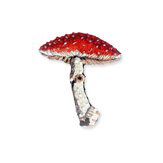 Fly Amanita Mushroom Embroidered Brooch