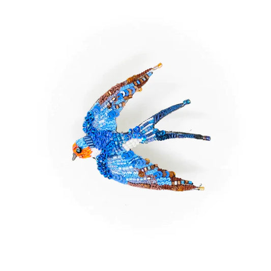 Flying Swallow Embroidered Brooch