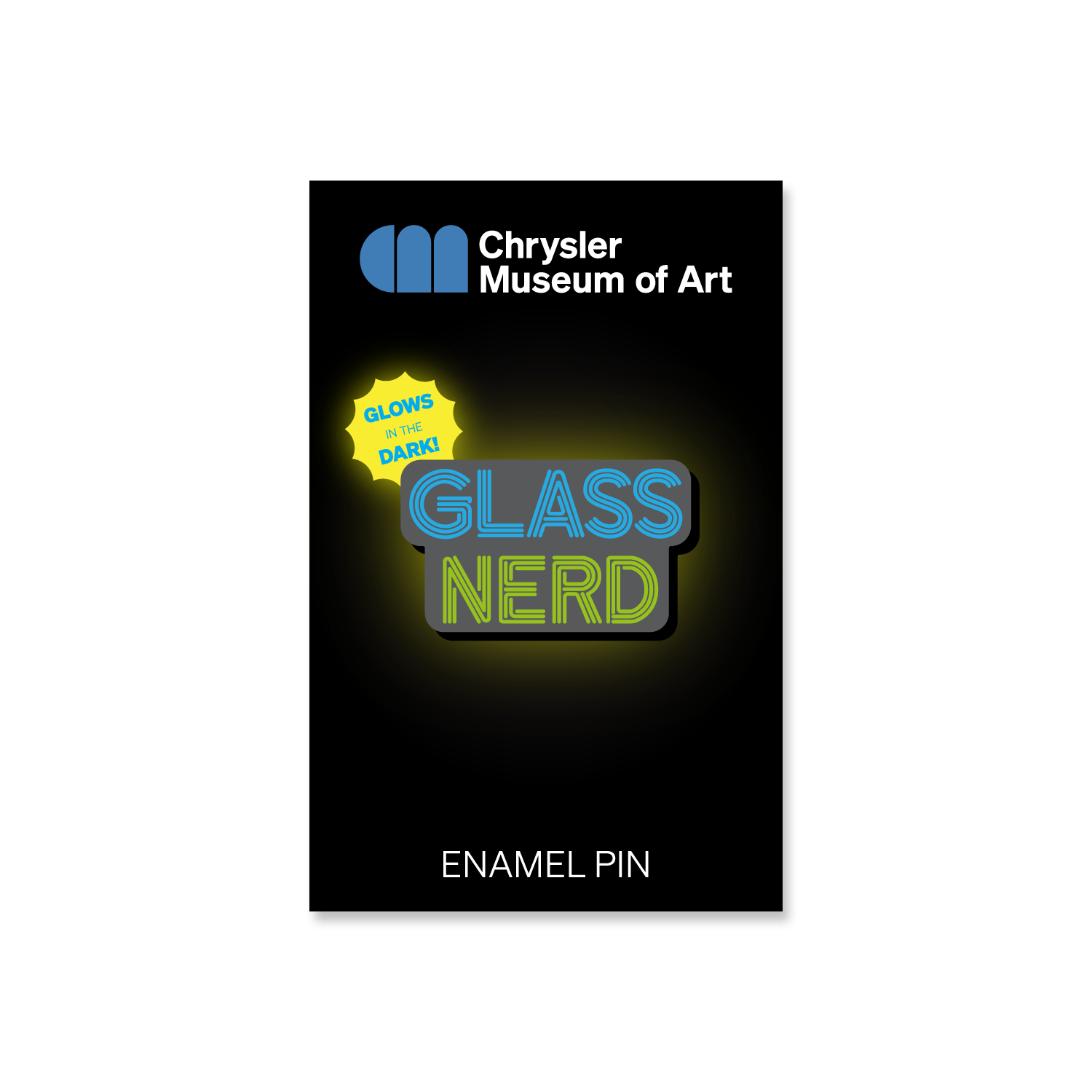 Glass Nerd Glow in the Dark Enamel Pin - Exclusive to the Chrysler Museum Shop