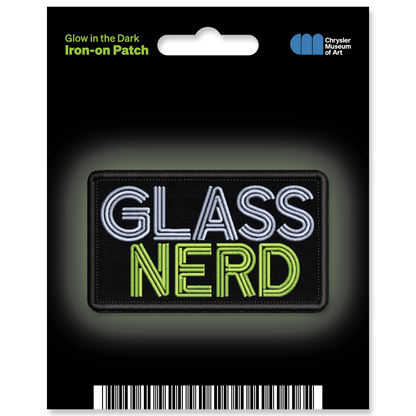 Glow in the Dark Glass Nerd Iron-on Patch with packaging - Chrysler Museum Shop