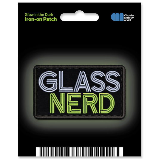 Glow in the Dark Glass Nerd Iron-on Patch with packaging - Chrysler Museum Shop