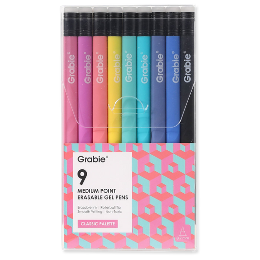 Medium Point Erasable Gel Pen Set of 9: Classic Palette