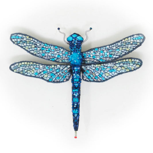 Große blaue Skimmer Libelle bestickte Brosche