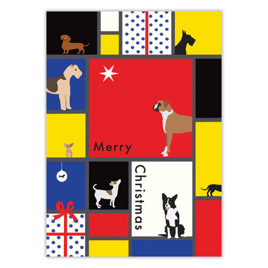 Mondrian Hunde Weihnachtskarten