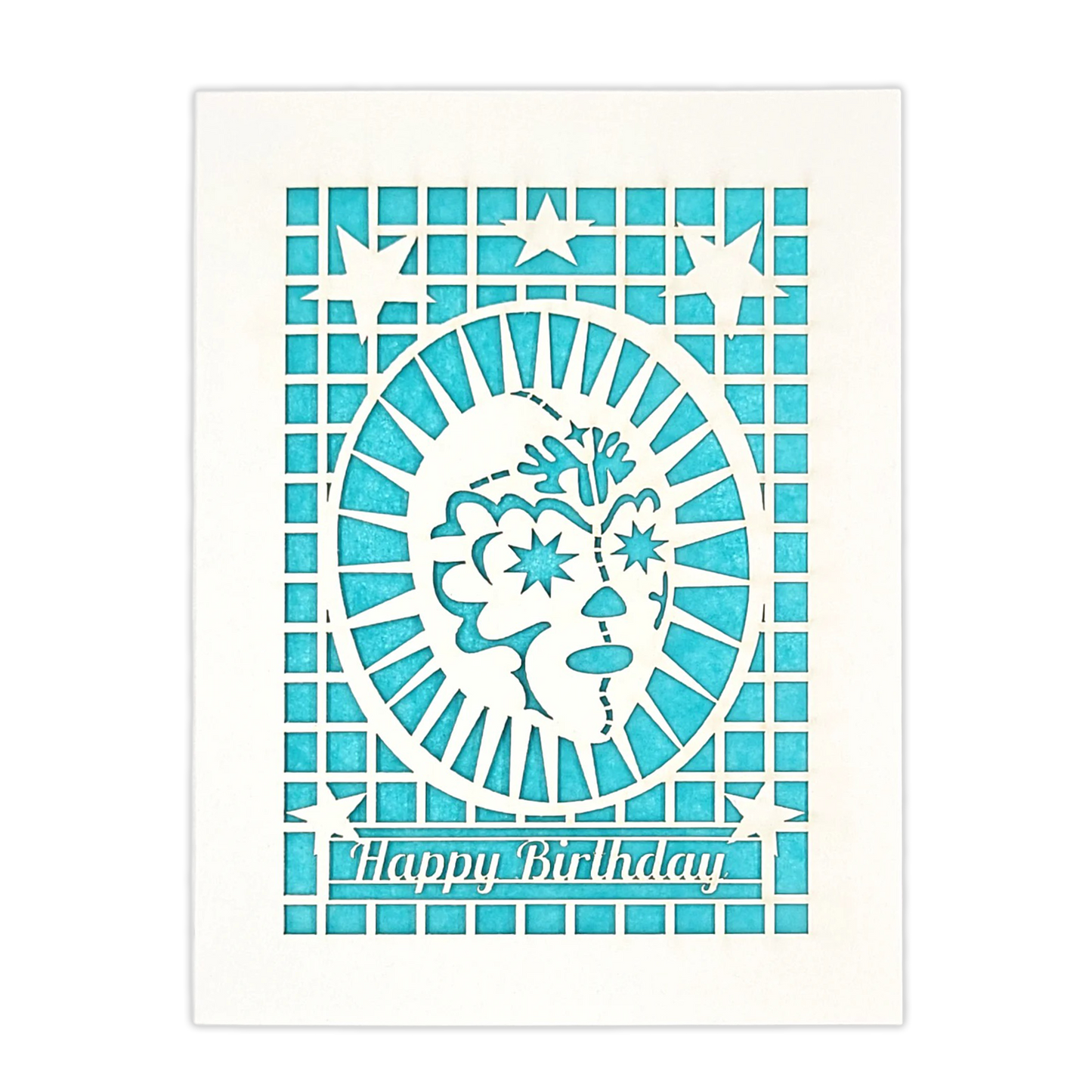 Papel Picado Greeting Card: Happy Birthday (Luchador) Aqua