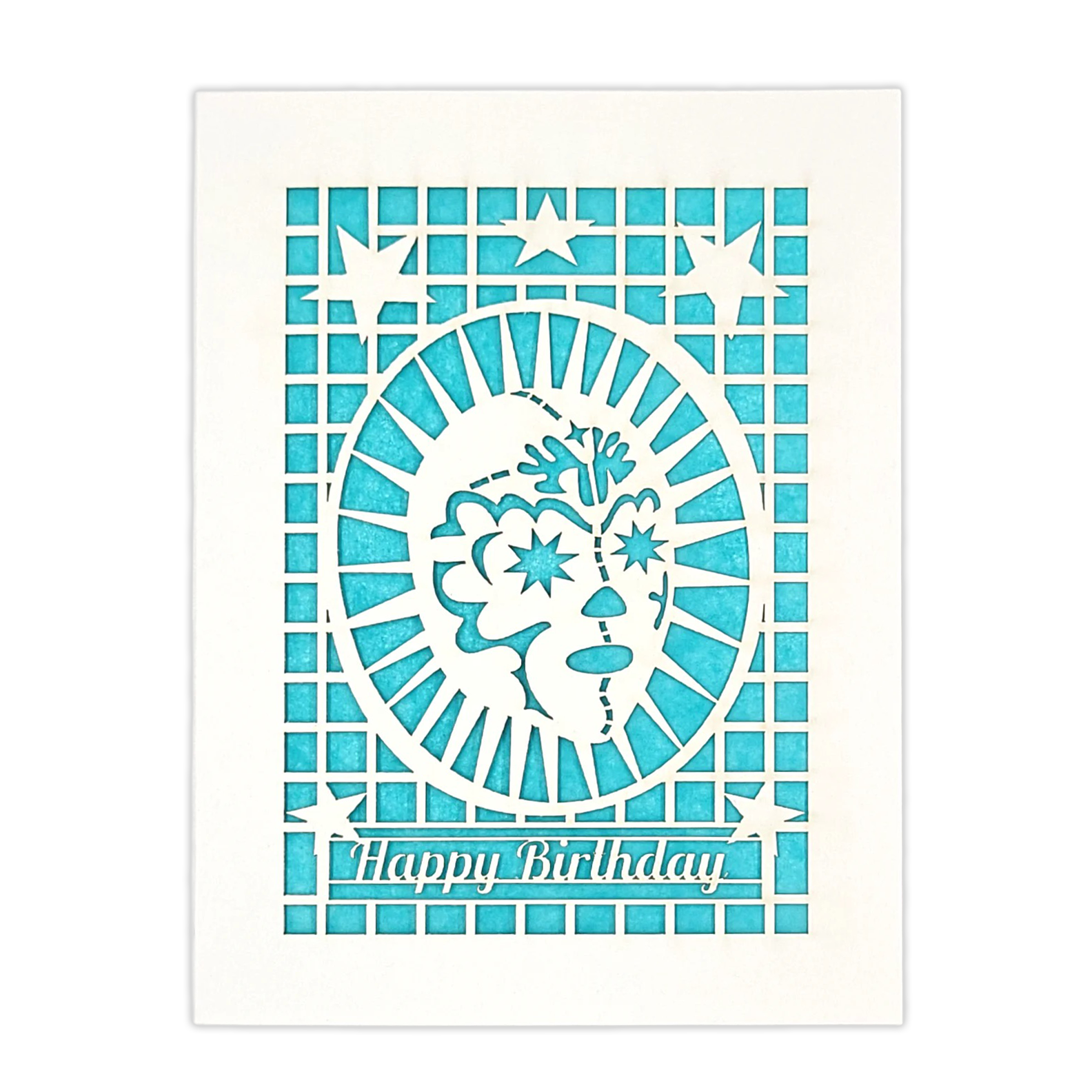 Papel Picado Greeting Card: Happy Birthday (Luchador) Aqua