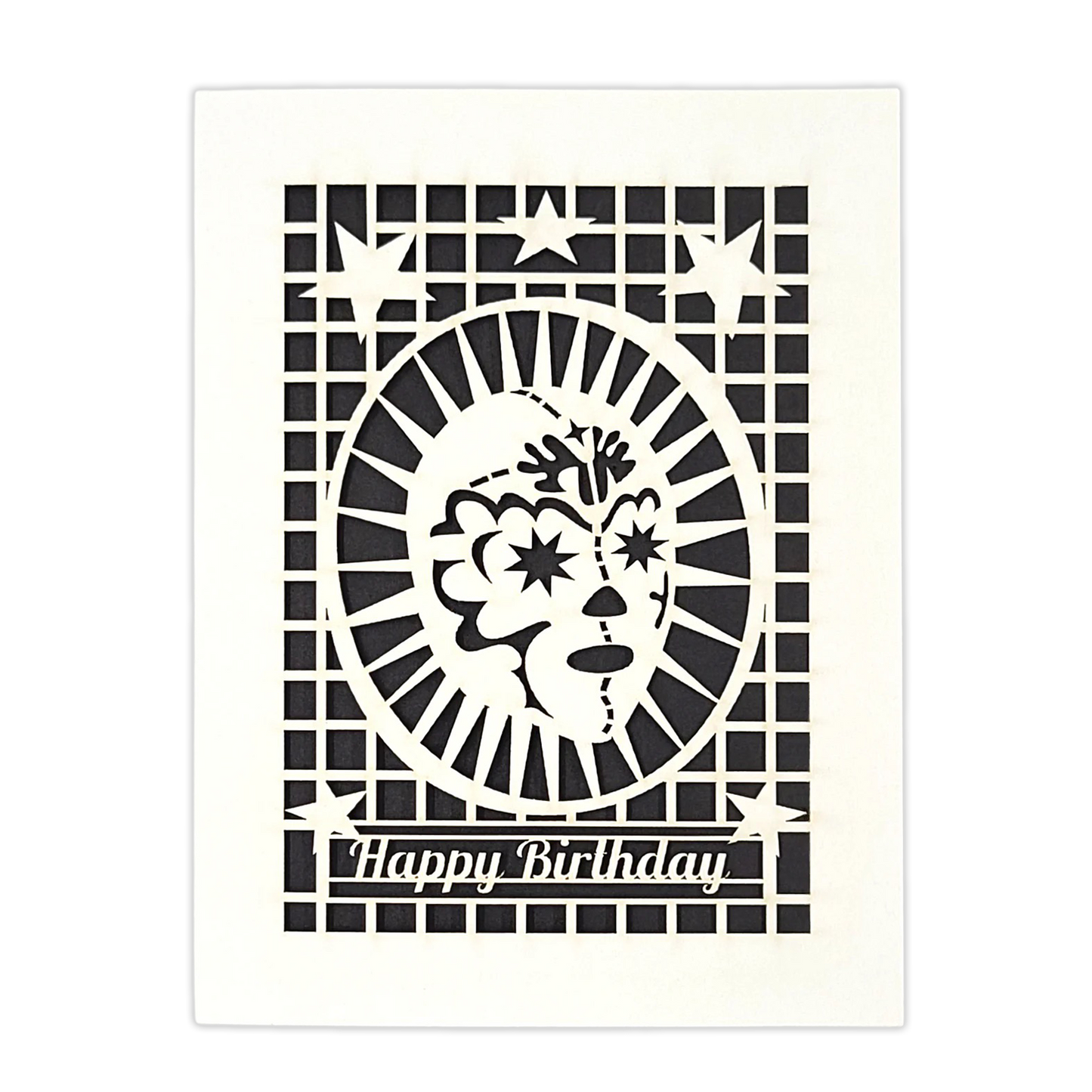 Papel Picado Greeting Card: Happy Birthday (Luchador) Black