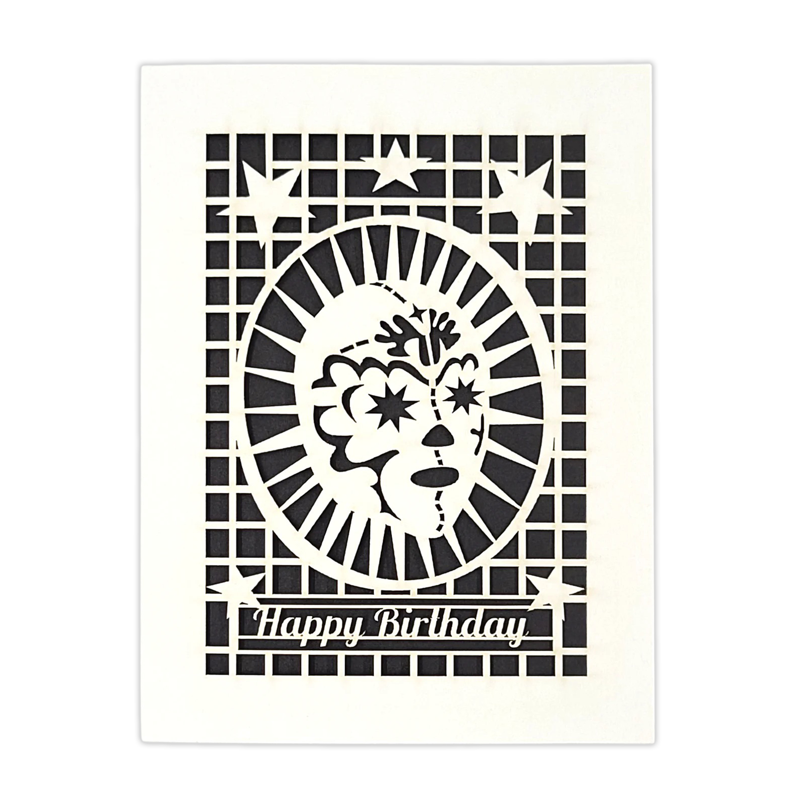 Papel Picado Greeting Card: Happy Birthday (Luchador) Black