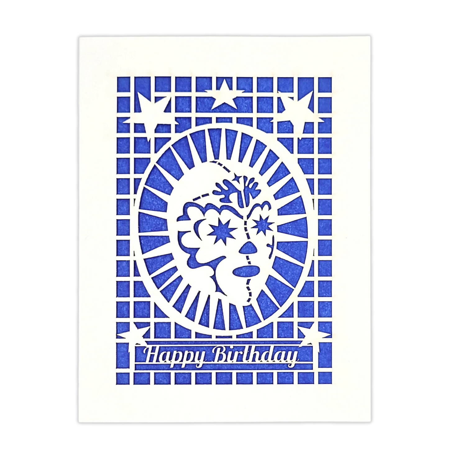 Papel Picado Greeting Card: Happy Birthday (Luchador) Blue