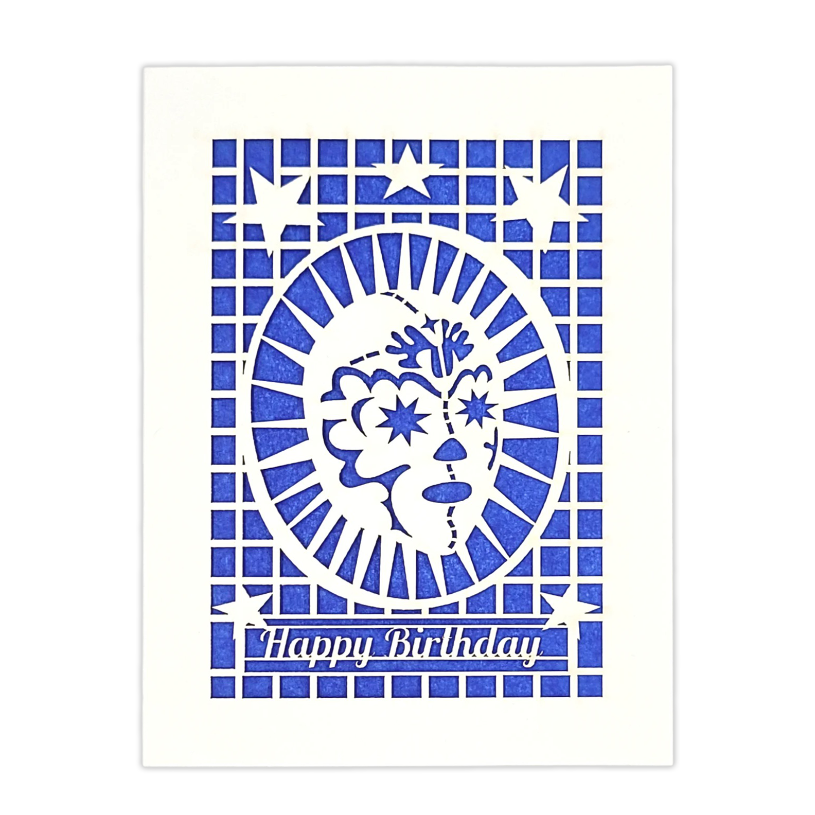 Papel Picado Greeting Card: Happy Birthday (Luchador) Blue