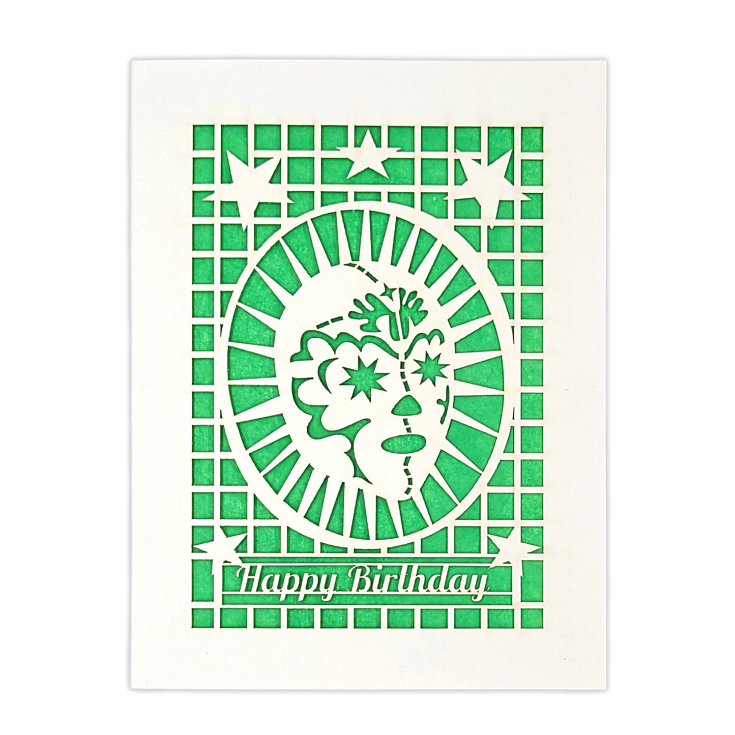 Papel Picado Greeting Card: Happy Birthday (Luchador) Green