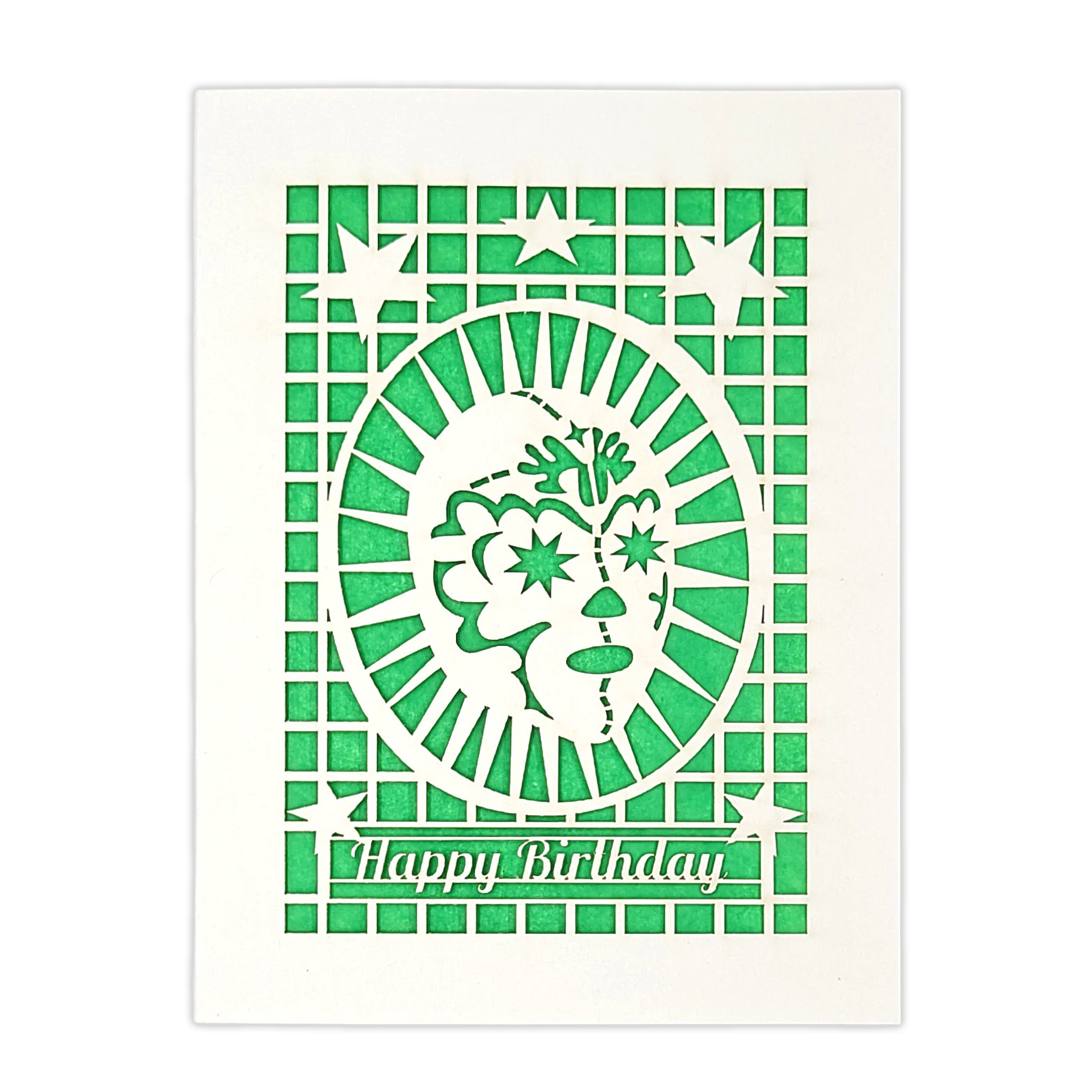 Papel Picado Greeting Card: Happy Birthday (Luchador) Green
