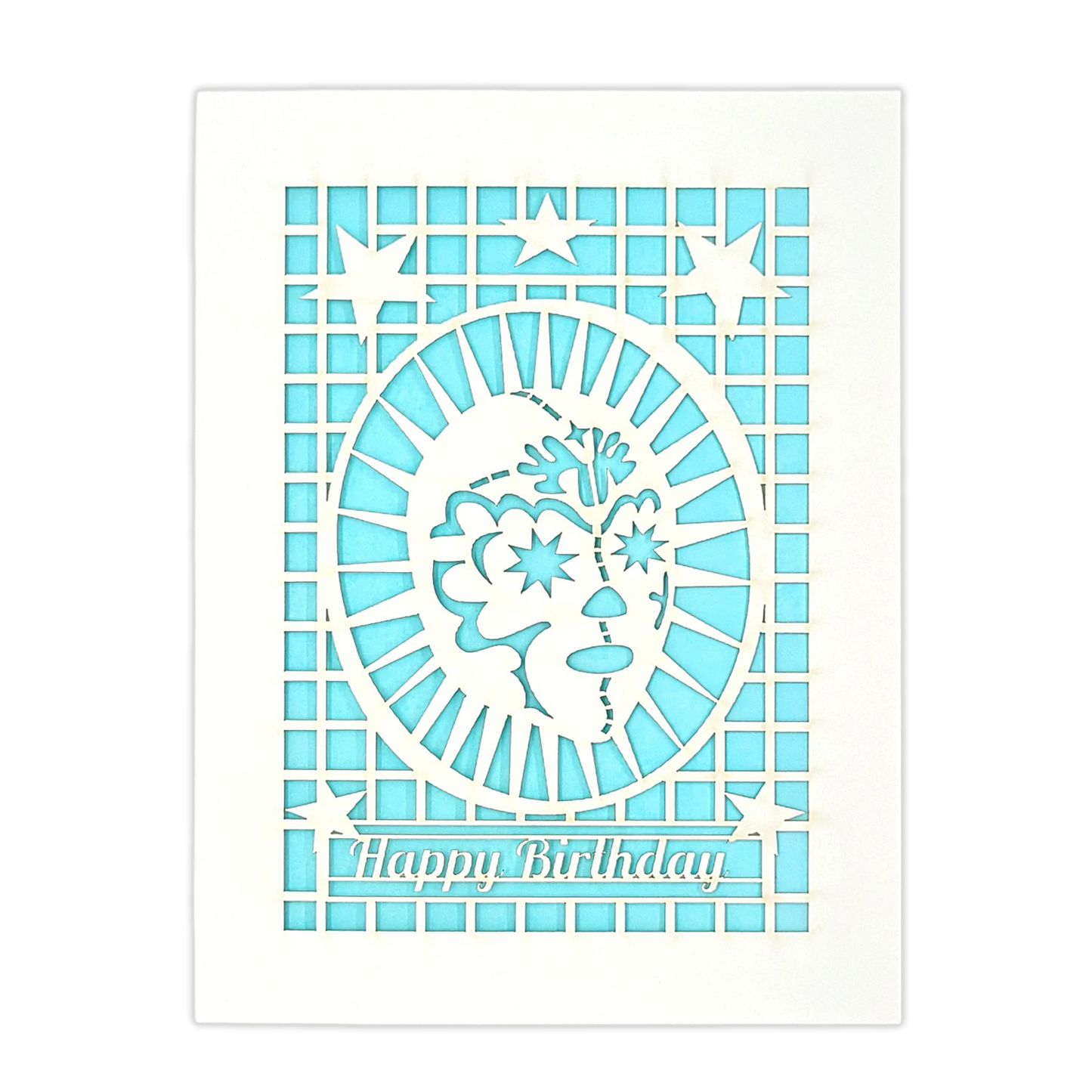 Papel Picado Greeting Card: Happy Birthday (Luchador) Light Blue