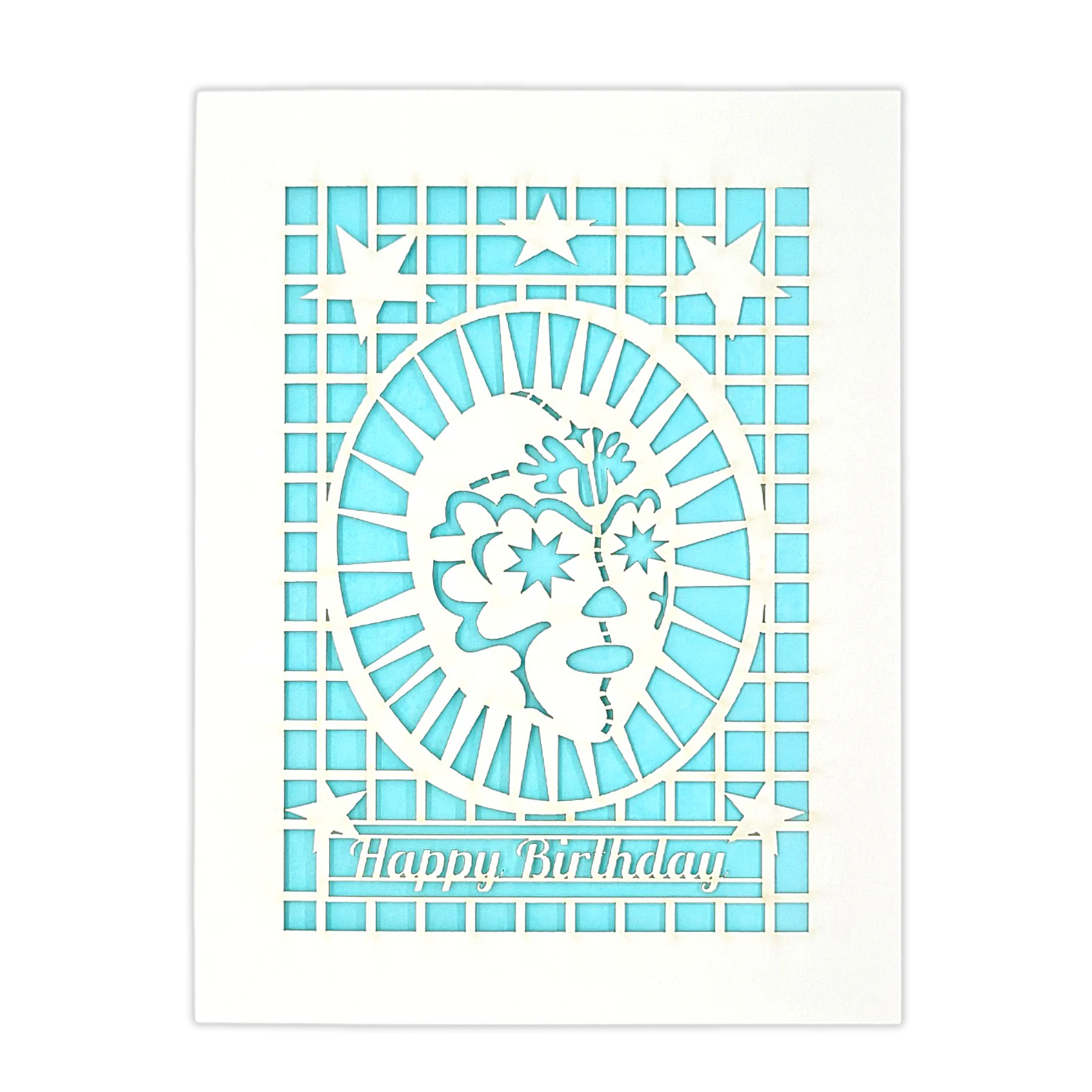 Papel Picado Greeting Card: Happy Birthday (Luchador) Light Blue