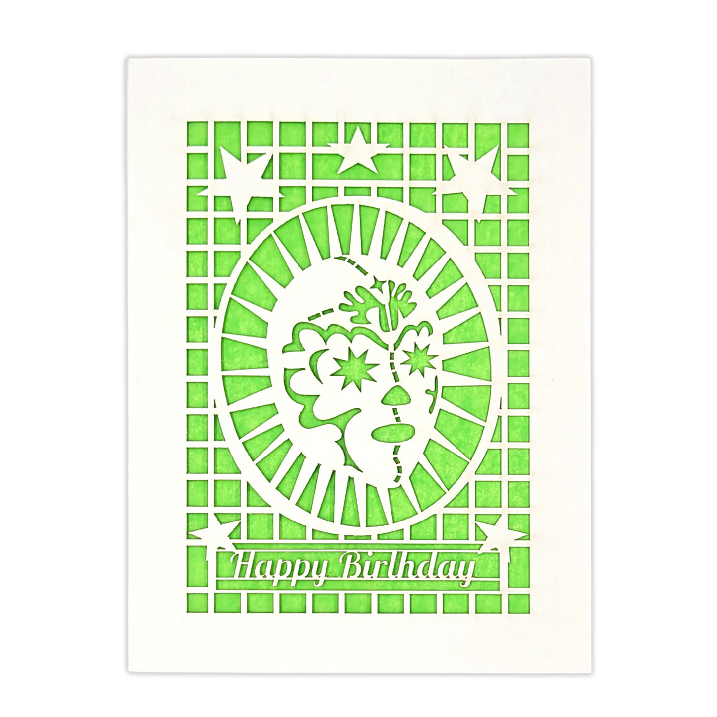 Papel Picado Greeting Card: Happy Birthday (Luchador) Lime
