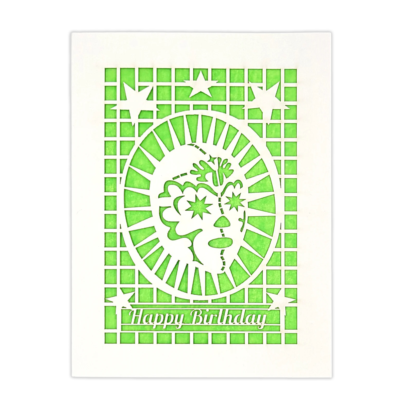 Papel Picado Greeting Card: Happy Birthday (Luchador) Lime