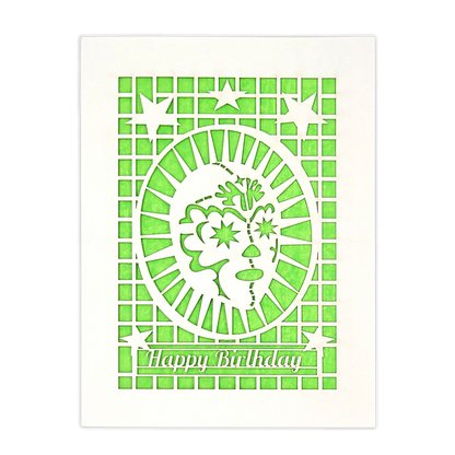 Papel Picado Greeting Card: Happy Birthday (Luchador) Lime