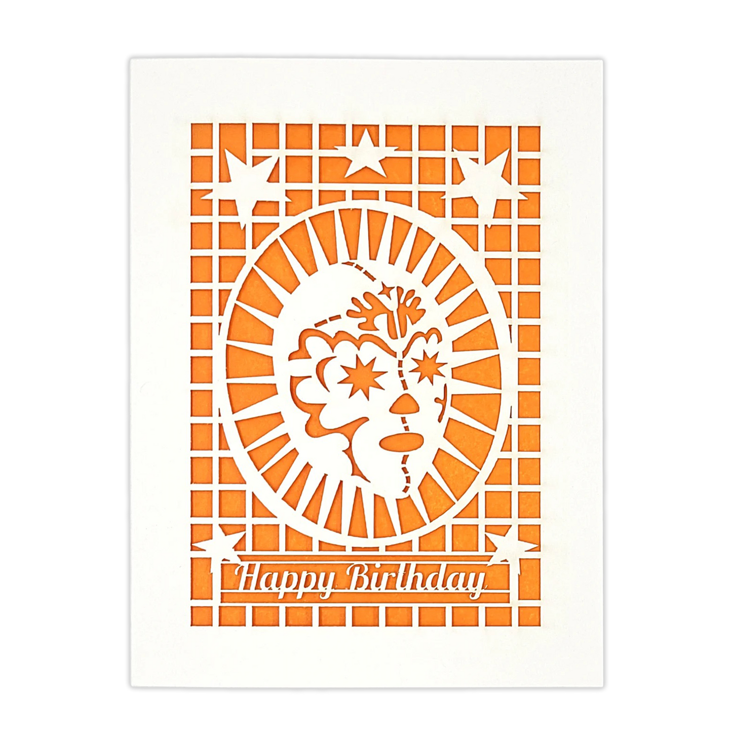 Papel Picado Greeting Card: Happy Birthday (Luchador) Orange