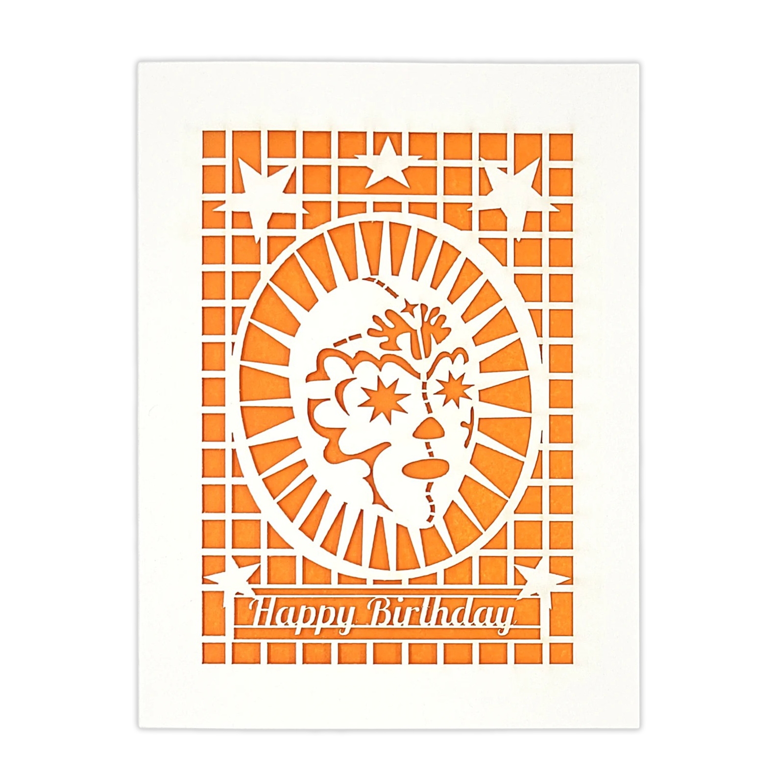 Papel Picado Greeting Card: Happy Birthday (Luchador) Orange