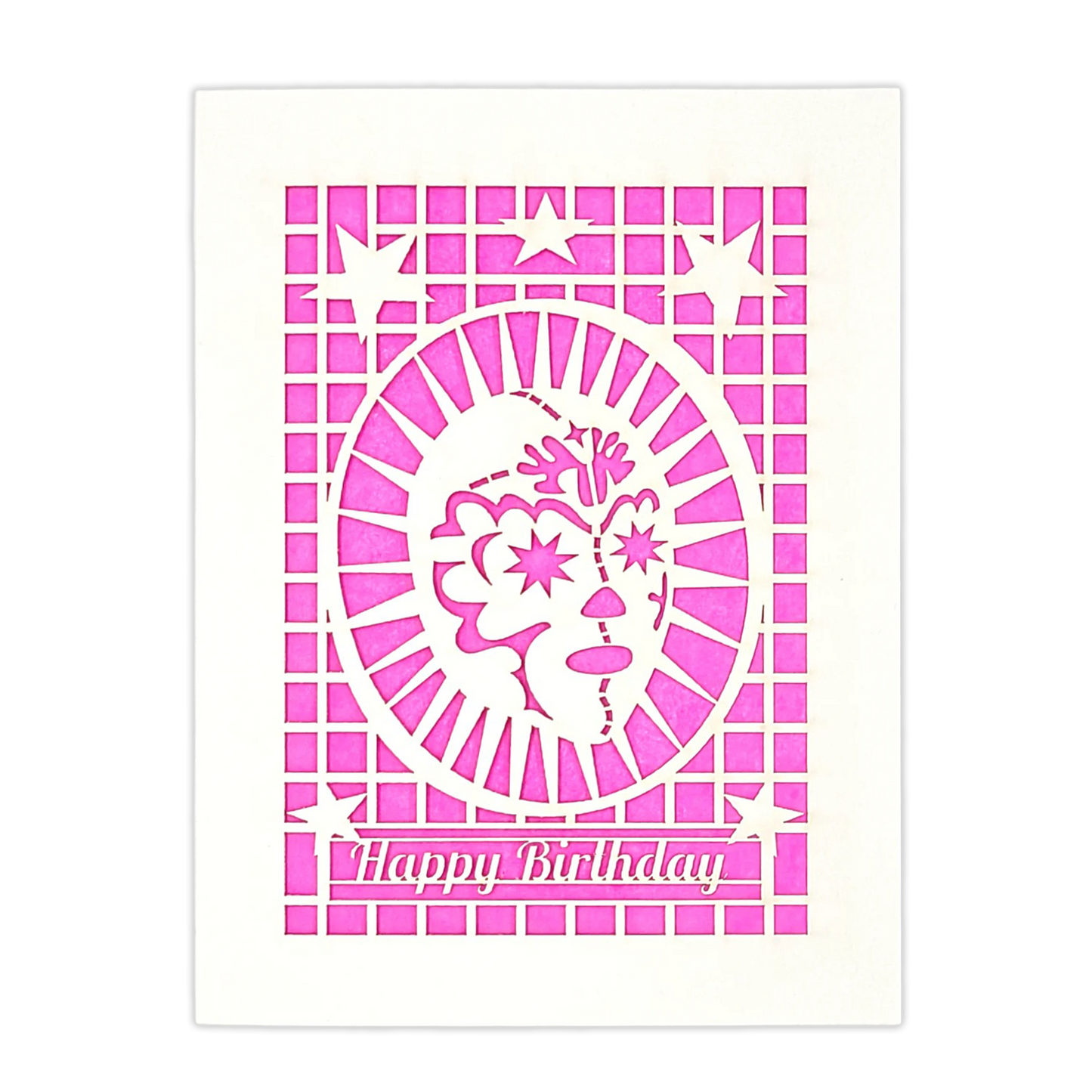 Papel Picado Greeting Card: Happy Birthday (Luchador) Pink