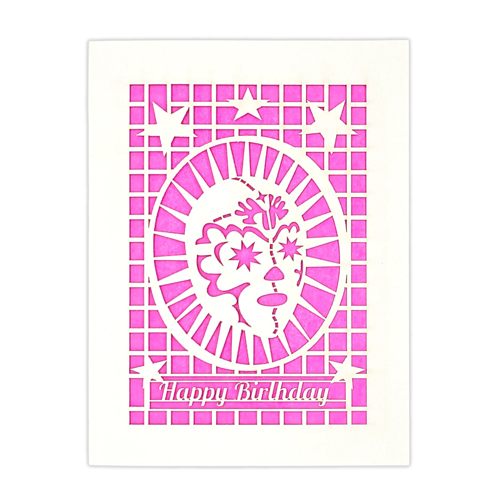 Papel Picado Greeting Card: Happy Birthday (Luchador) Pink