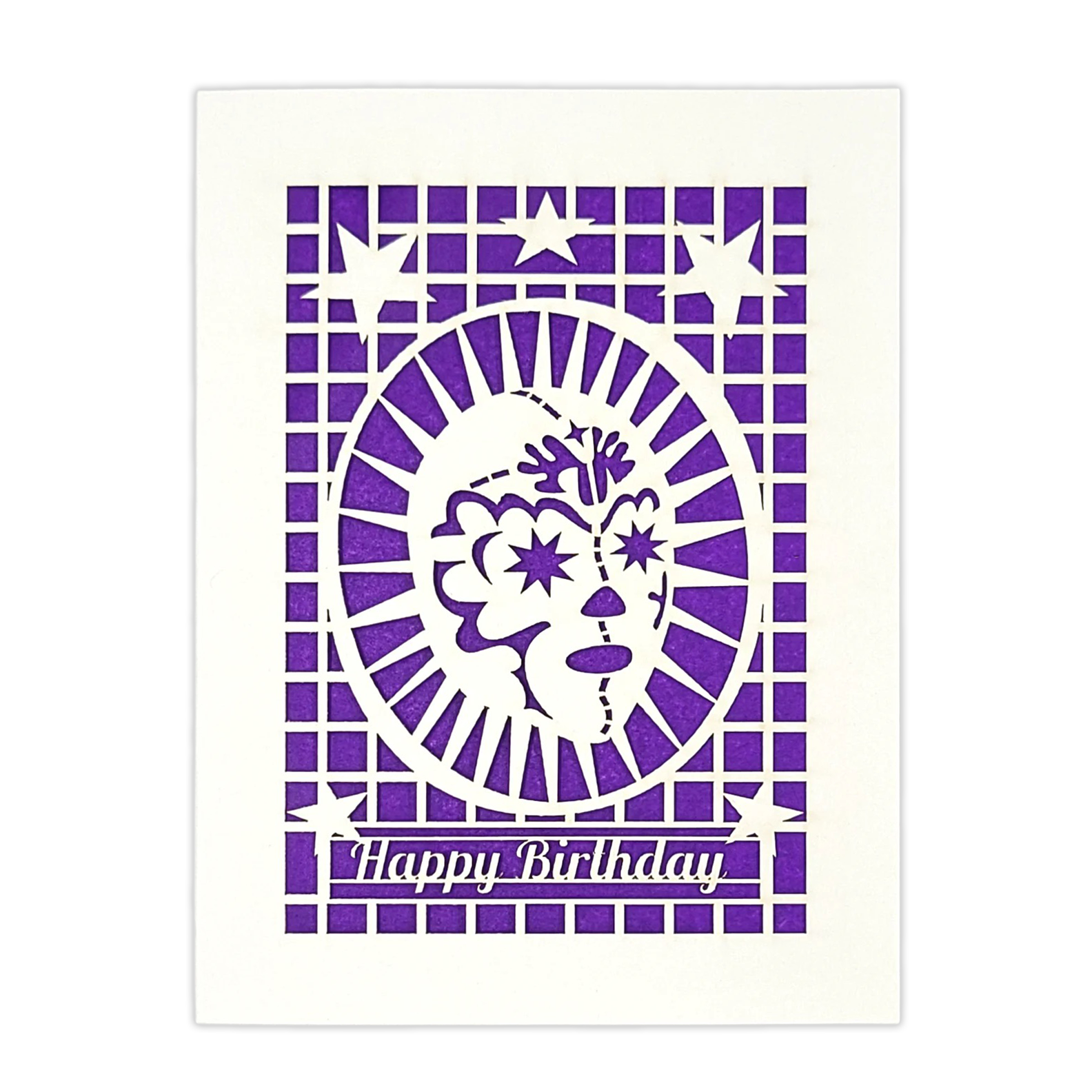 Papel Picado Greeting Card: Happy Birthday (Luchador) Purple