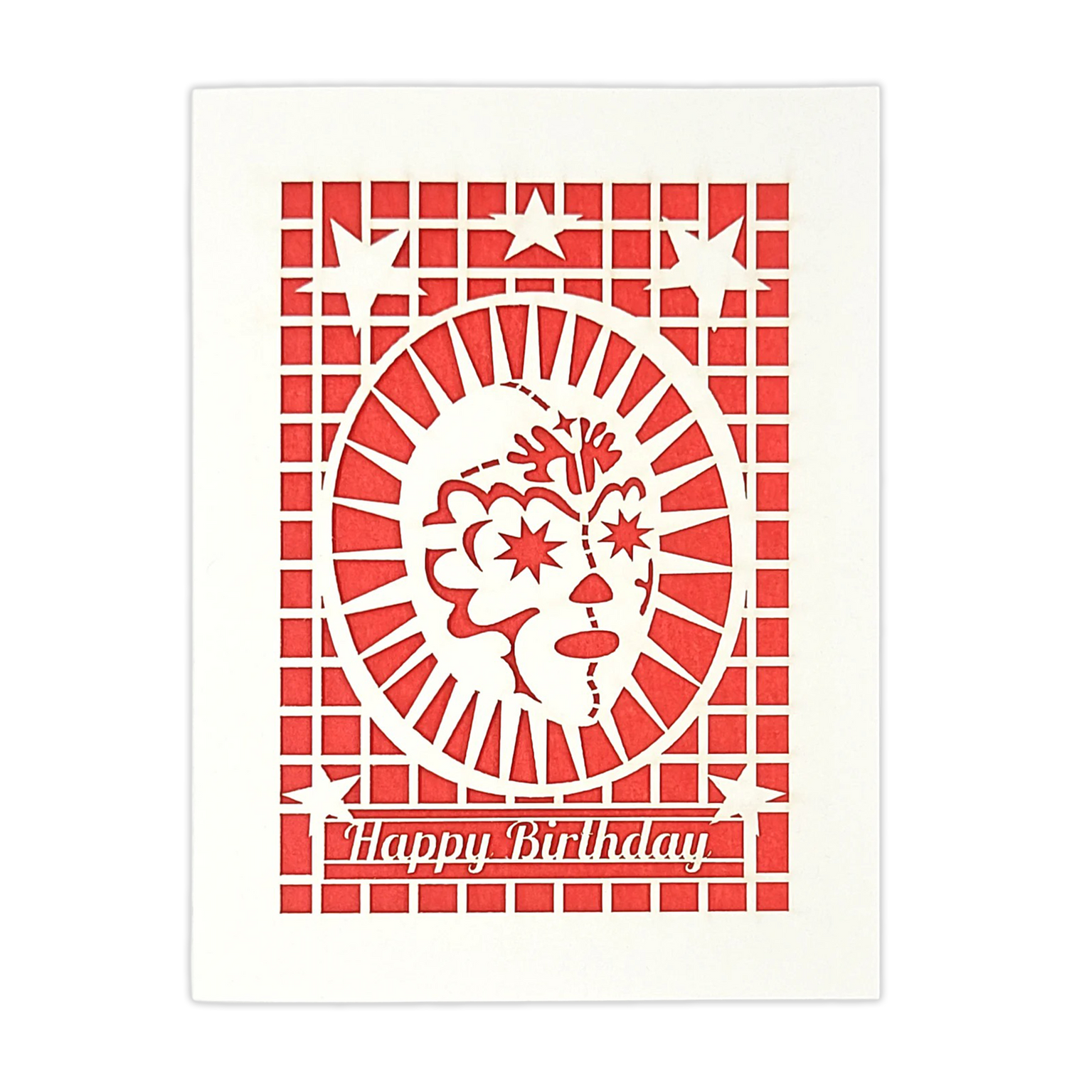 Papel Picado Greeting Card: Happy Birthday (Luchador) Red