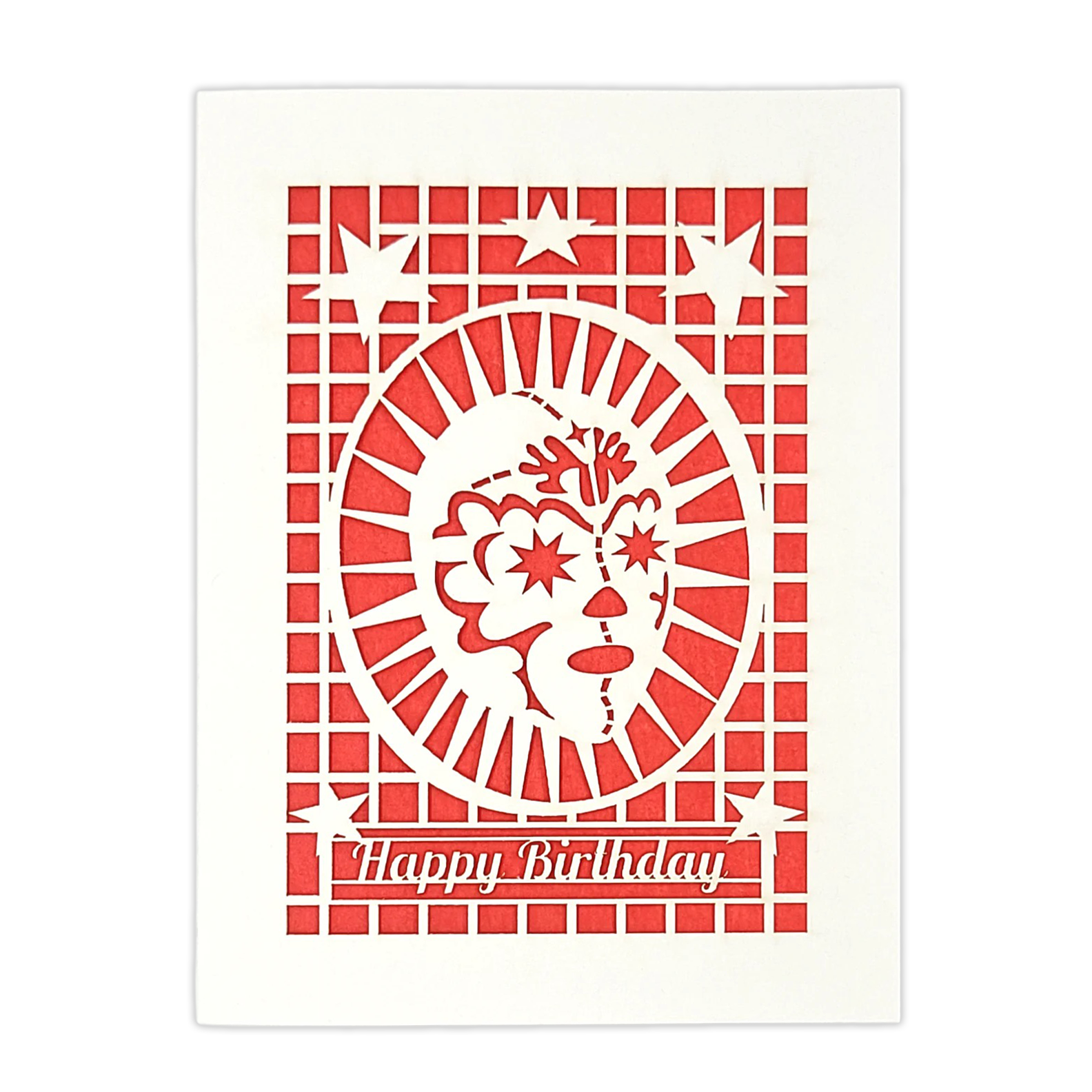Papel Picado Greeting Card: Happy Birthday (Luchador) Red