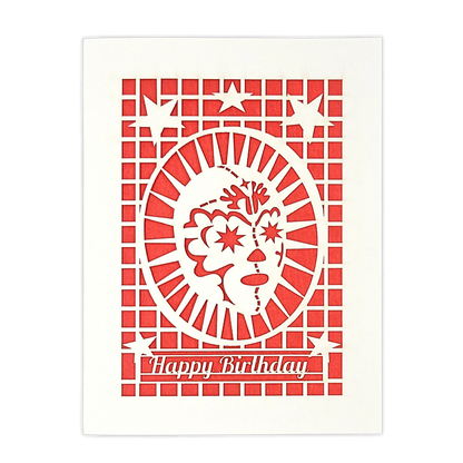Papel Picado Greeting Card: Happy Birthday (Luchador) Red