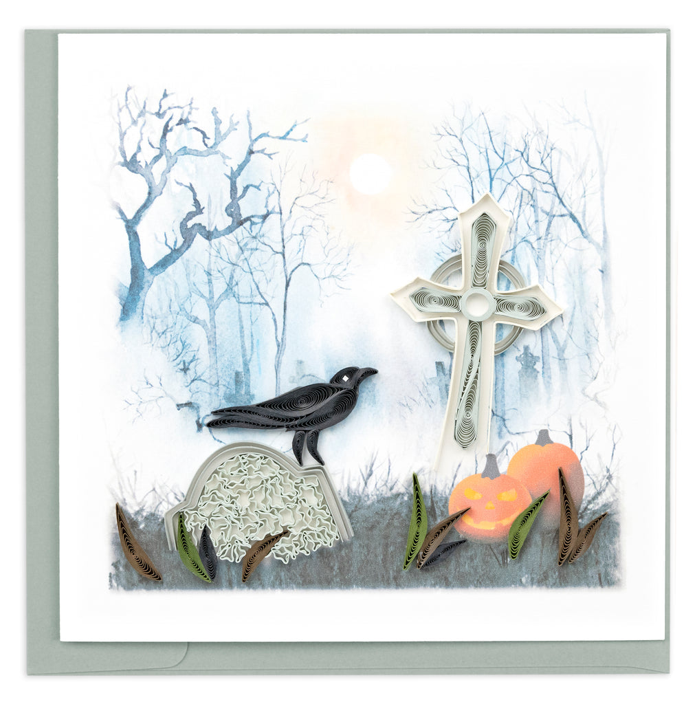 Quilled Spooky Graveyard Note Card