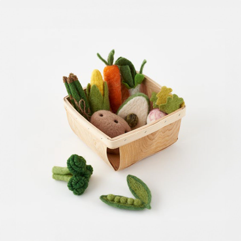 Set of 9 wool felt vegetables in a crate - Chrysler Museum Shop