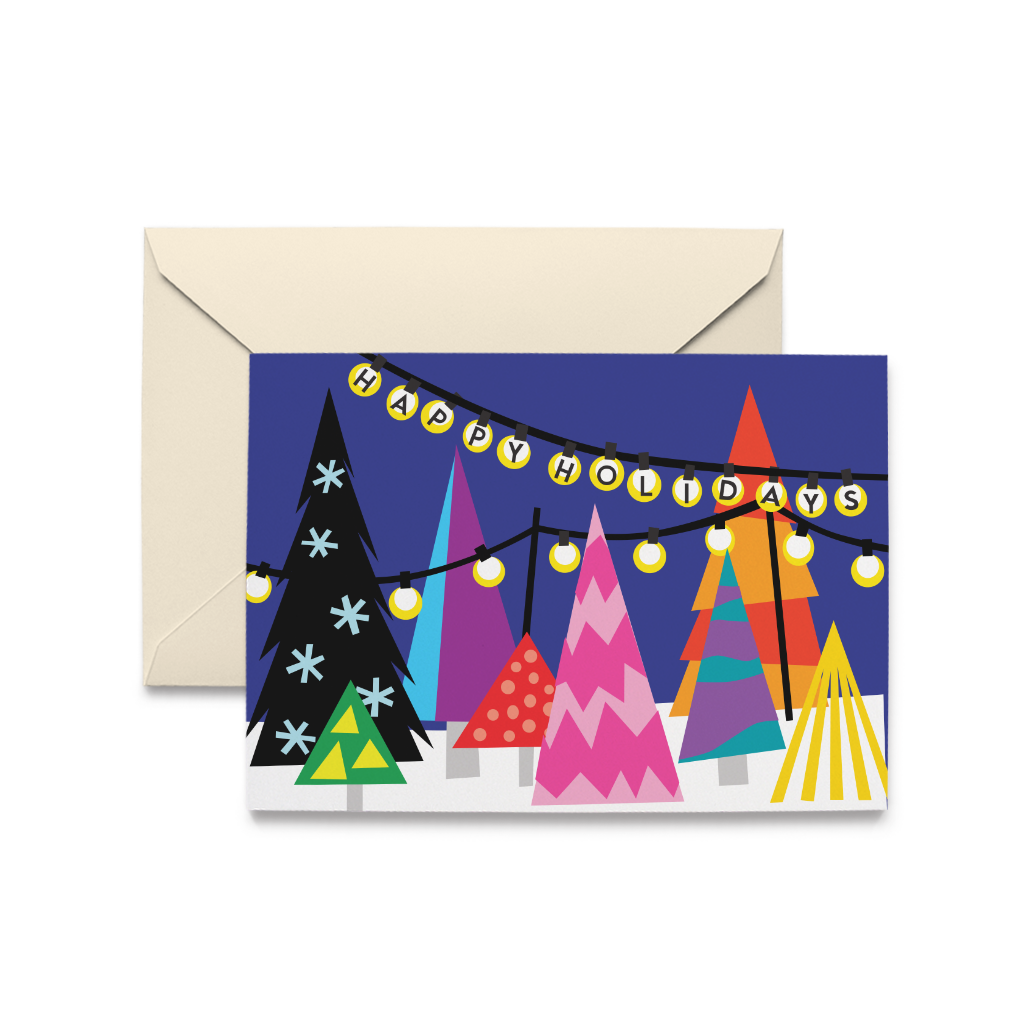 Weihnachtskarten „Happy Tree Lot“, Schachtel mit 10 Stück