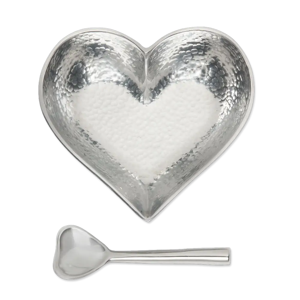 Happy Heart (Hammered Silver) Dish with Heart-Shaped Spoon - Chrysler Museum Shop