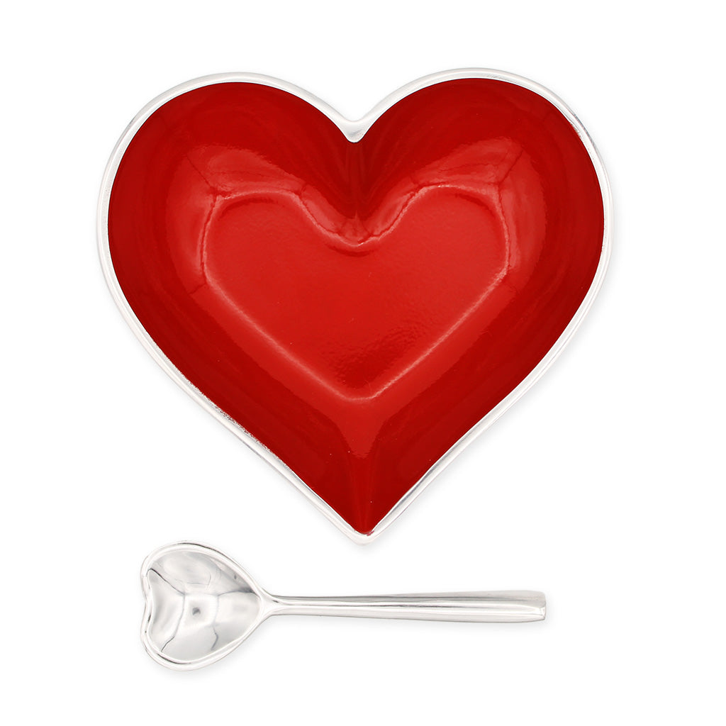 Happy Heart (Red) Candy Dish with Heart-shaped spoon - Chrysler Museum Shop