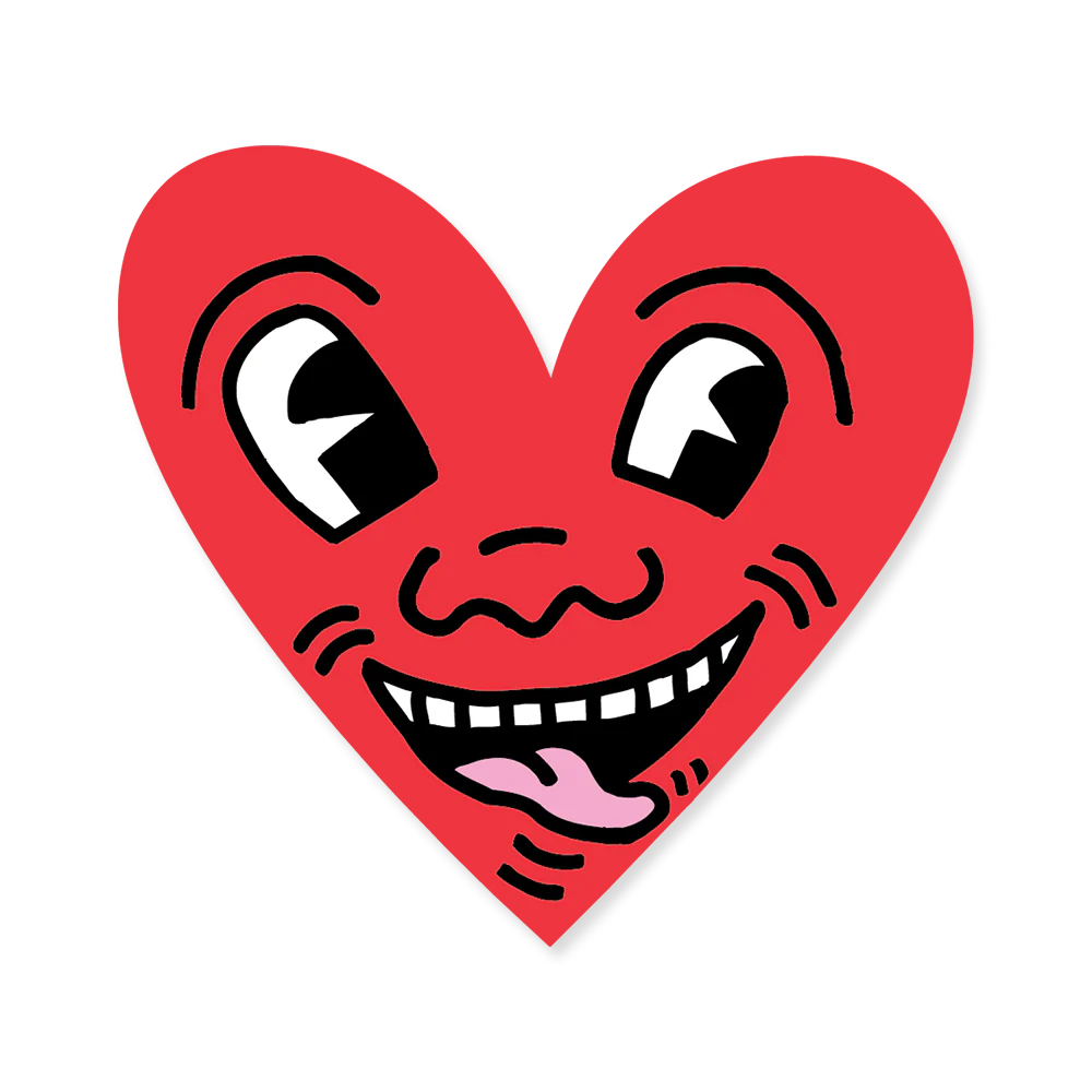 Red heart with a smiling face on a white background