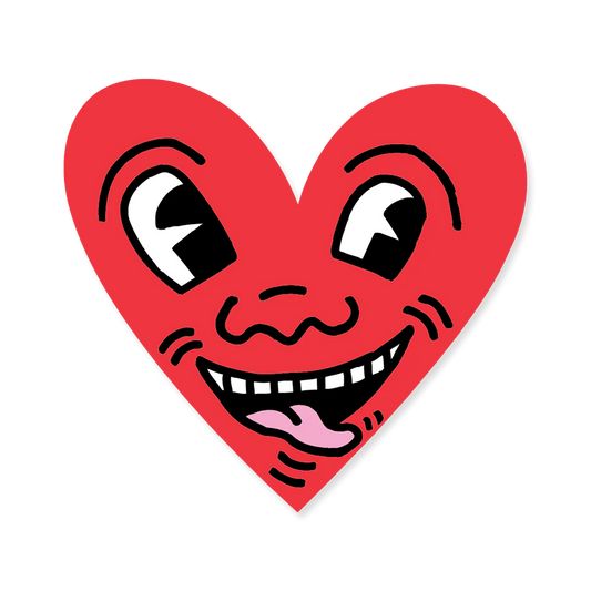 Red heart with a smiling face on a white background