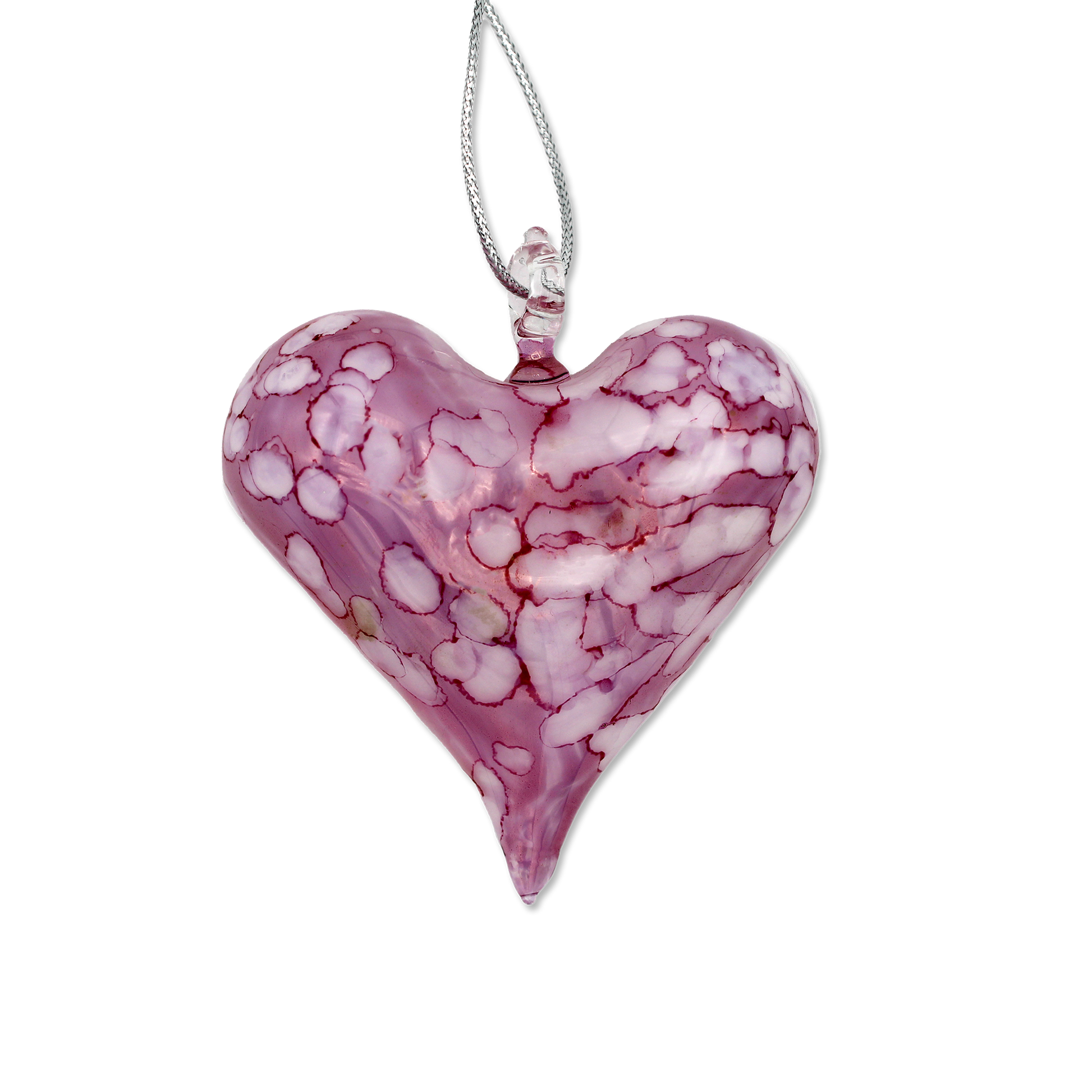 Blown Glass Heart Ornament: Multi Pink - Chrysler Museum Shop