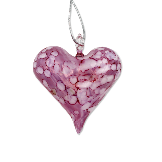 Blown Glass Heart Ornament: Multi Pink - Chrysler Museum Shop